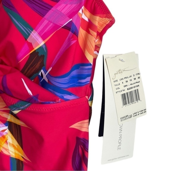 Gottex Paradise V-Neck Floral One Piece 14 Pink Swimsuit - Picture 4 of 9